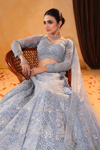 Noor-e-Aasmaan – Ice Blue Sequin & Thread Embroidered Lehenga
