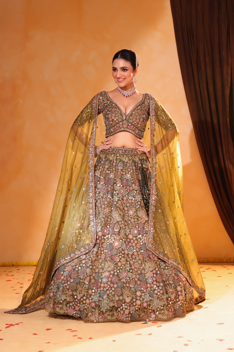 Sunehri Zari Banarasi Lehenga
