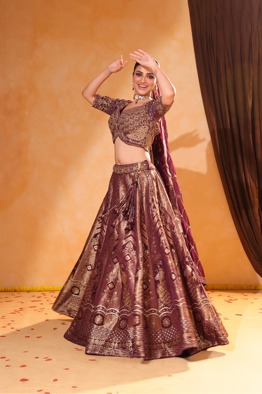 Wine Royale – Banarasi Zari Lehenga