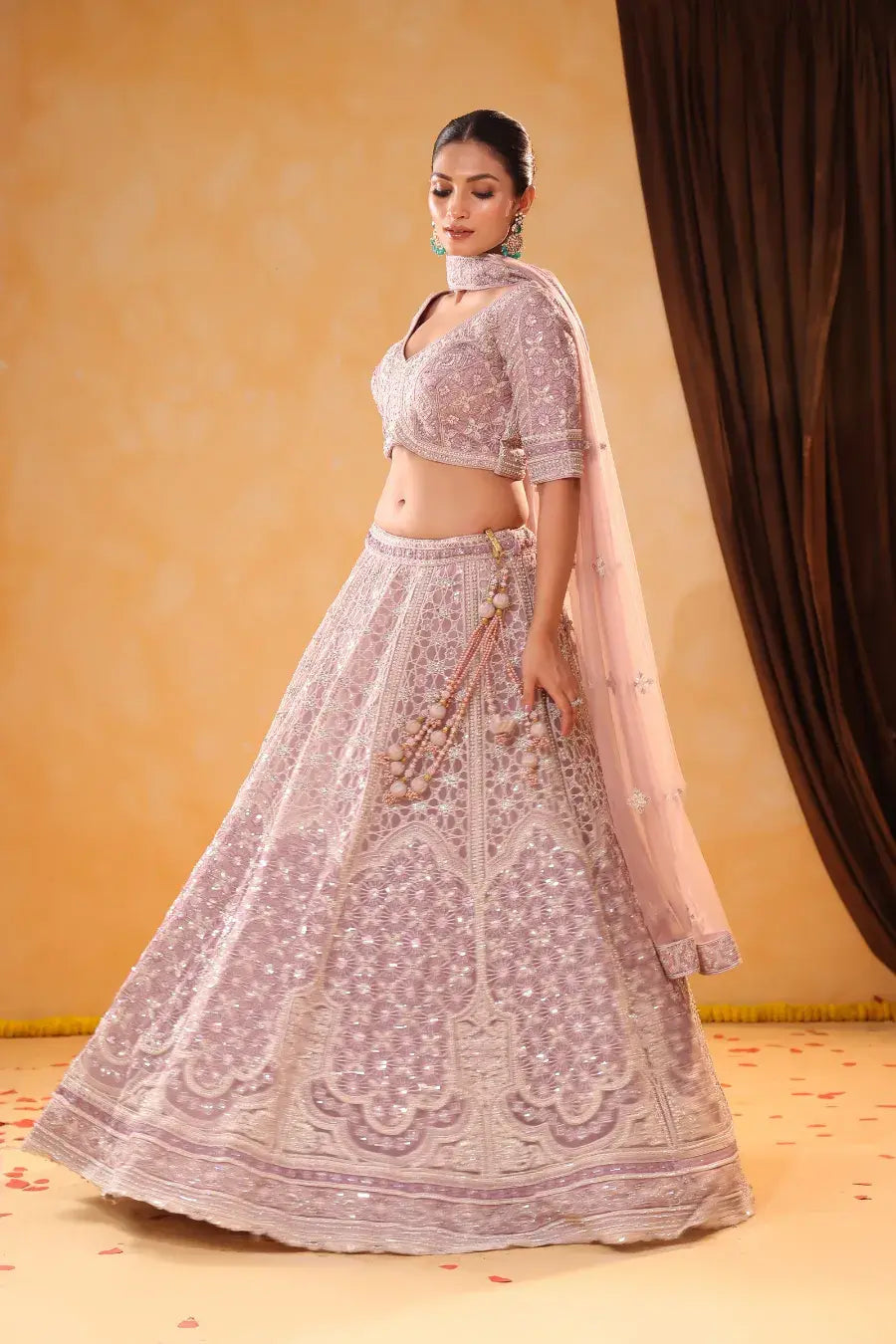 Lavender Whisper – Thread Embroidered Lehenga
