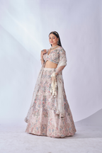 IVORY MULTI-COLOR FLORAL EMBROIDERED LEHENGA SET