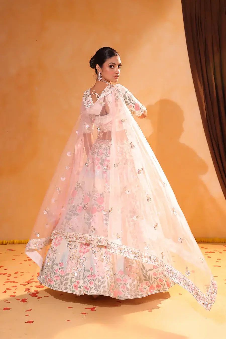 Ivory Bloom – Zari & Sequin Embroidered Lehenga