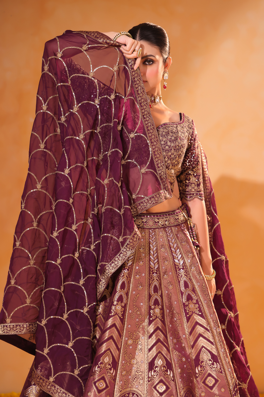 Wine Royale – Banarasi Zari Lehenga