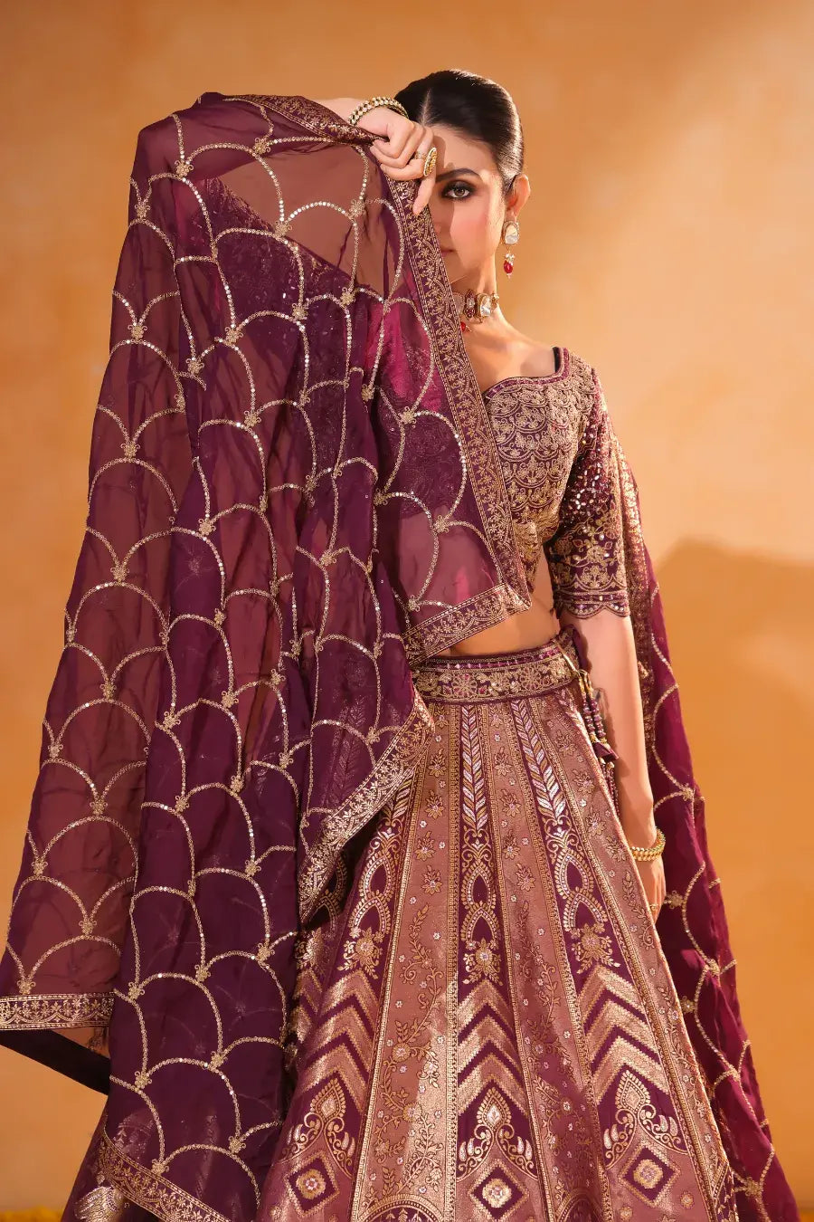 Wine Royale – Banarasi Zari Lehenga