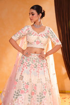 Ivory Bloom – Zari & Sequin Embroidered Lehenga