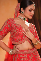 Rani Rooh: Regal Pink Bridal Lehenga with Peacock & Floral Embroidery