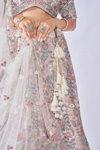 IVORY MULTI-COLOR FLORAL EMBROIDERED LEHENGA SET