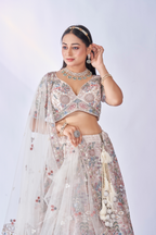 IVORY MULTI-COLOR FLORAL EMBROIDERED LEHENGA SET