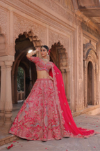 Luxury Rani Pink Zardosi Bridal Lehenga