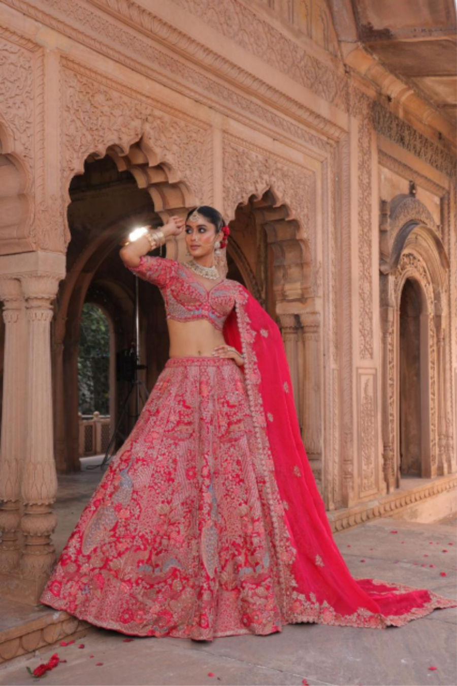 Luxury Rani Pink Zardosi Bridal Lehenga