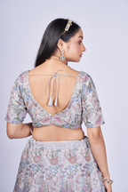 SILVER GREY MULTI-THREAD EMBROIDERED LEHENGA SET