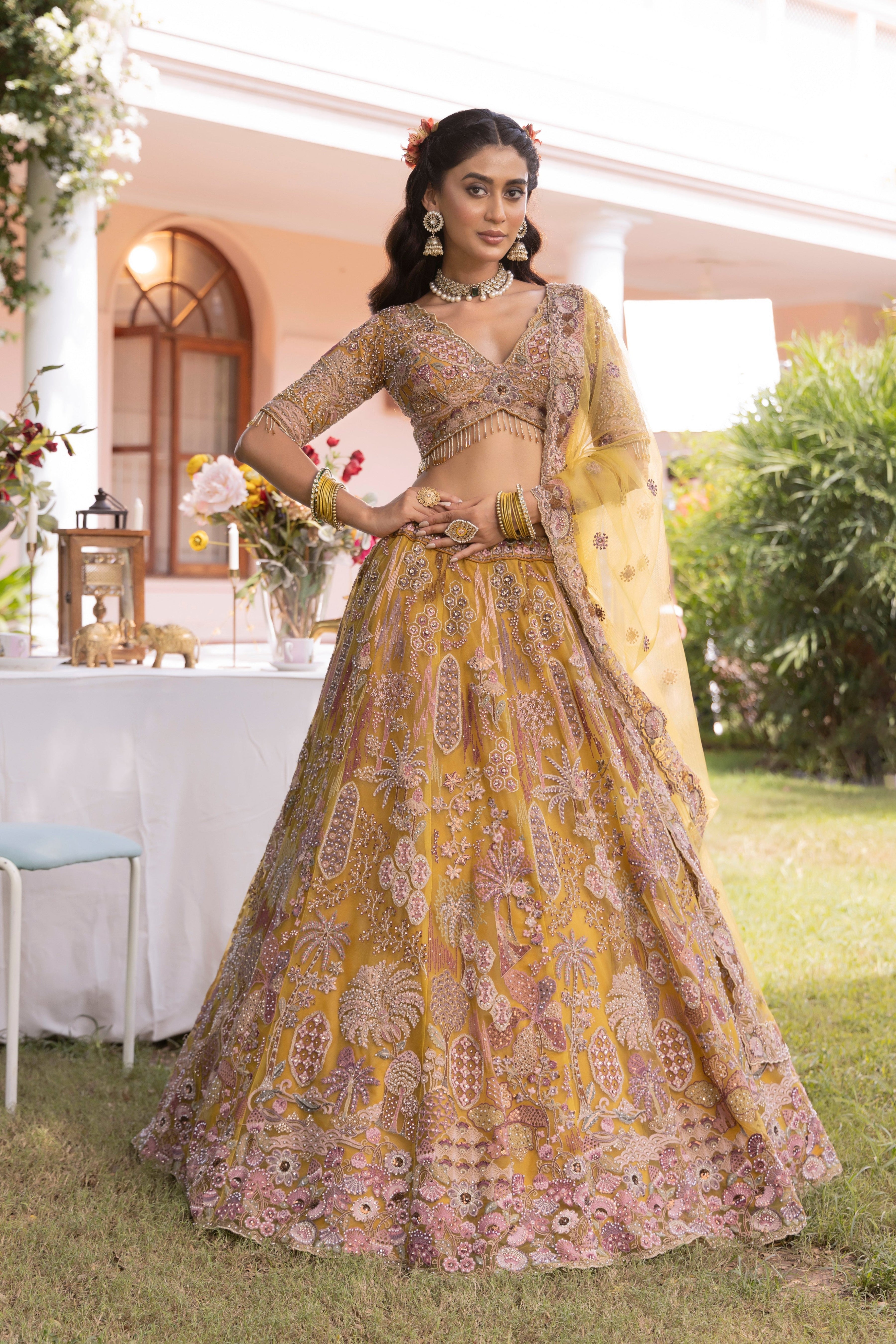 Sunrise Flora Majesty Artisan Embroidered Lehenga