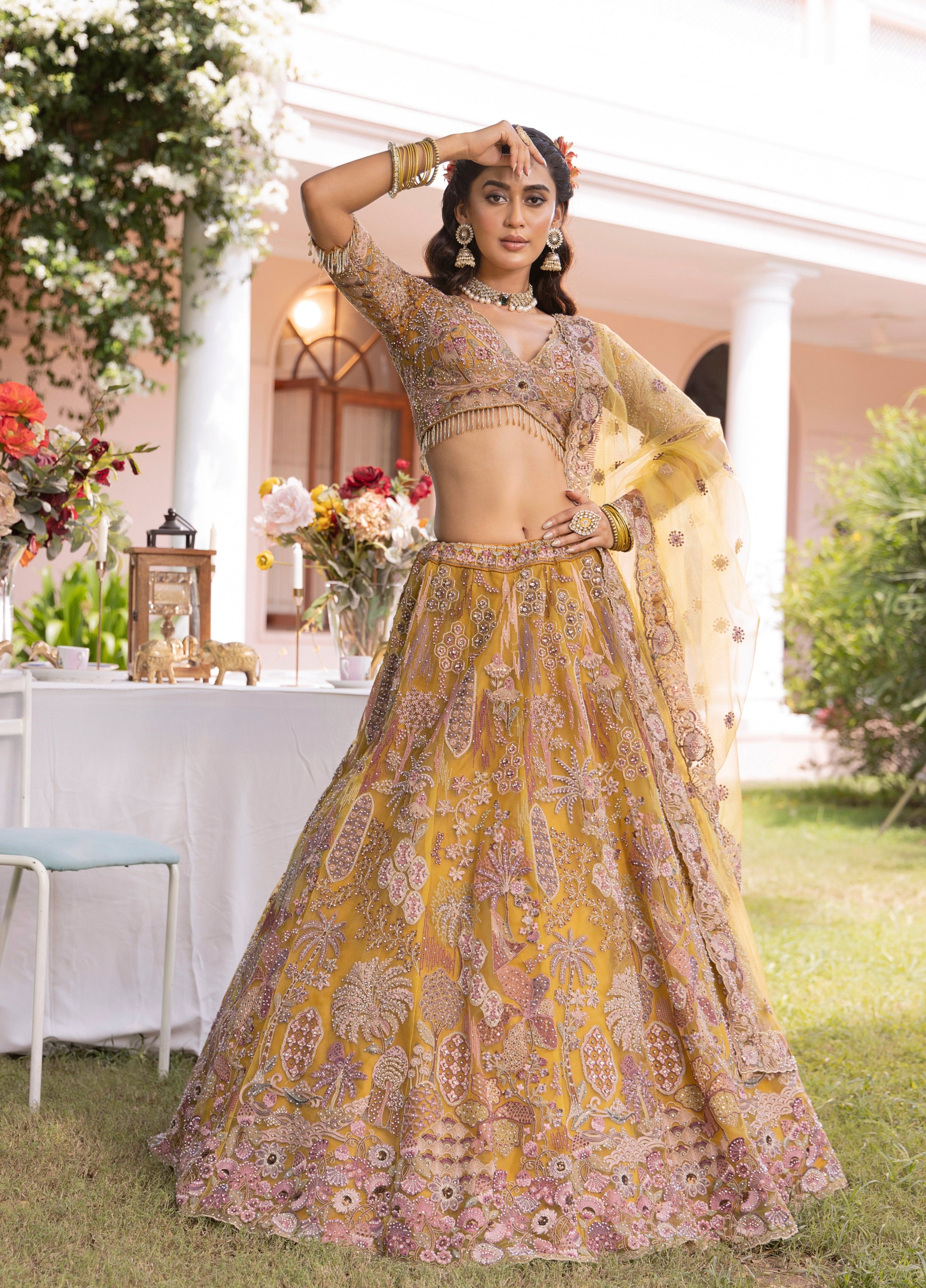 Sunrise Flora Majesty Artisan Embroidered Lehenga