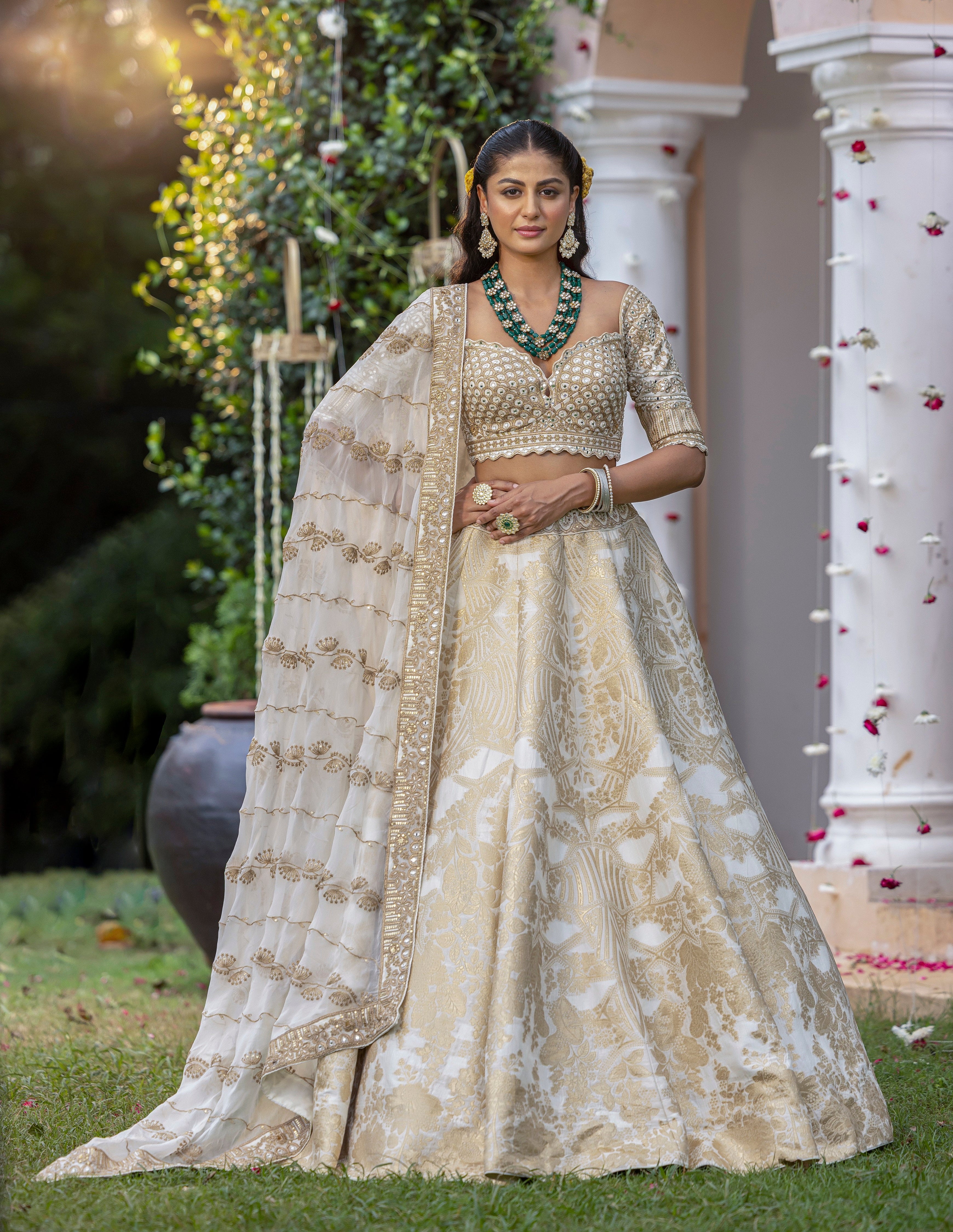 Ivory Royale Zari Brocade Bridal Lehenga