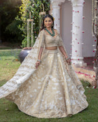 Ivory Royale Zari Brocade Bridal Lehenga