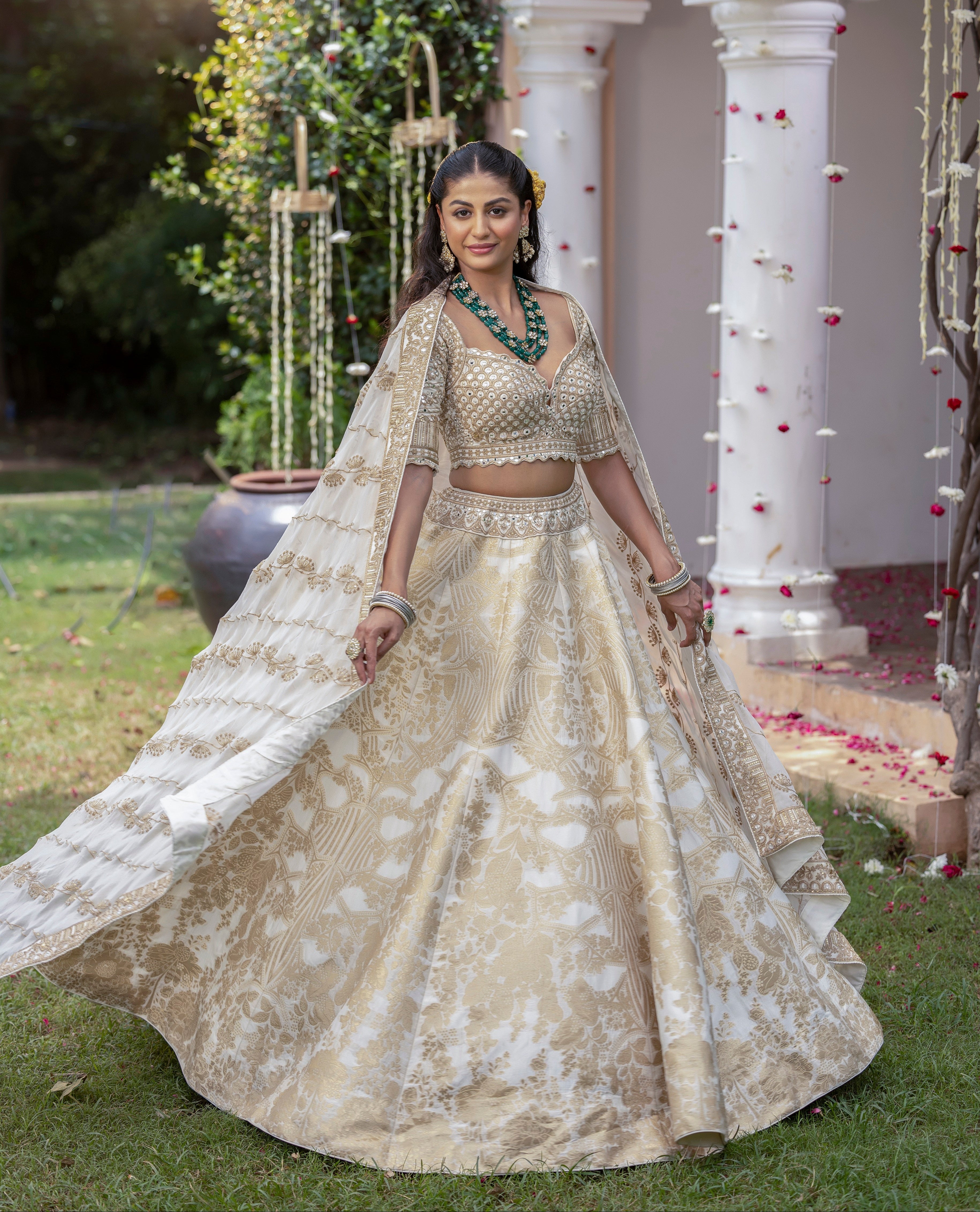 Ivory Royale Zari Brocade Bridal Lehenga