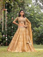 Majestic Sunehri Palace Weave Couture Lehenga