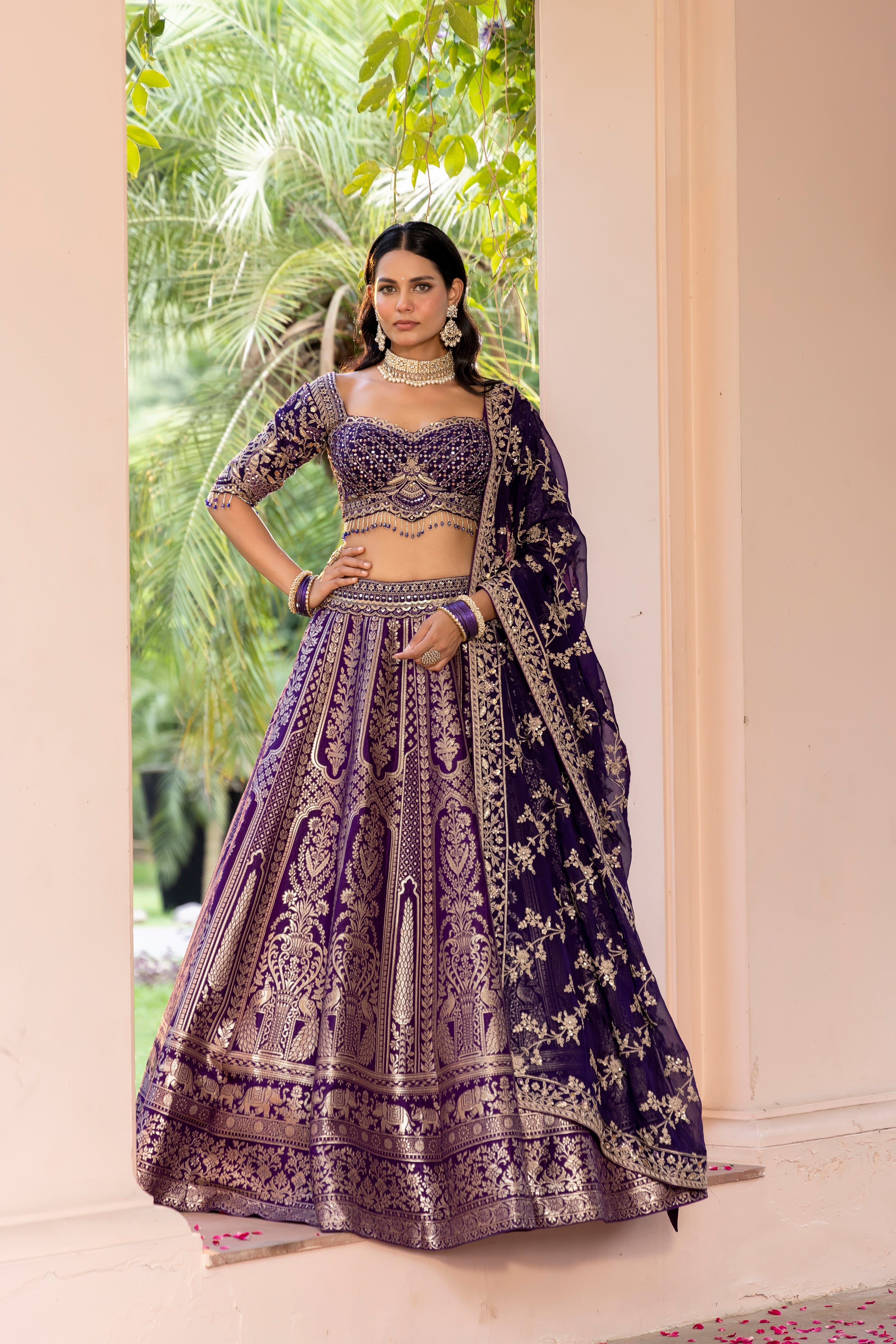 Purple Royale Banarasi Weave Bridal Lehenga