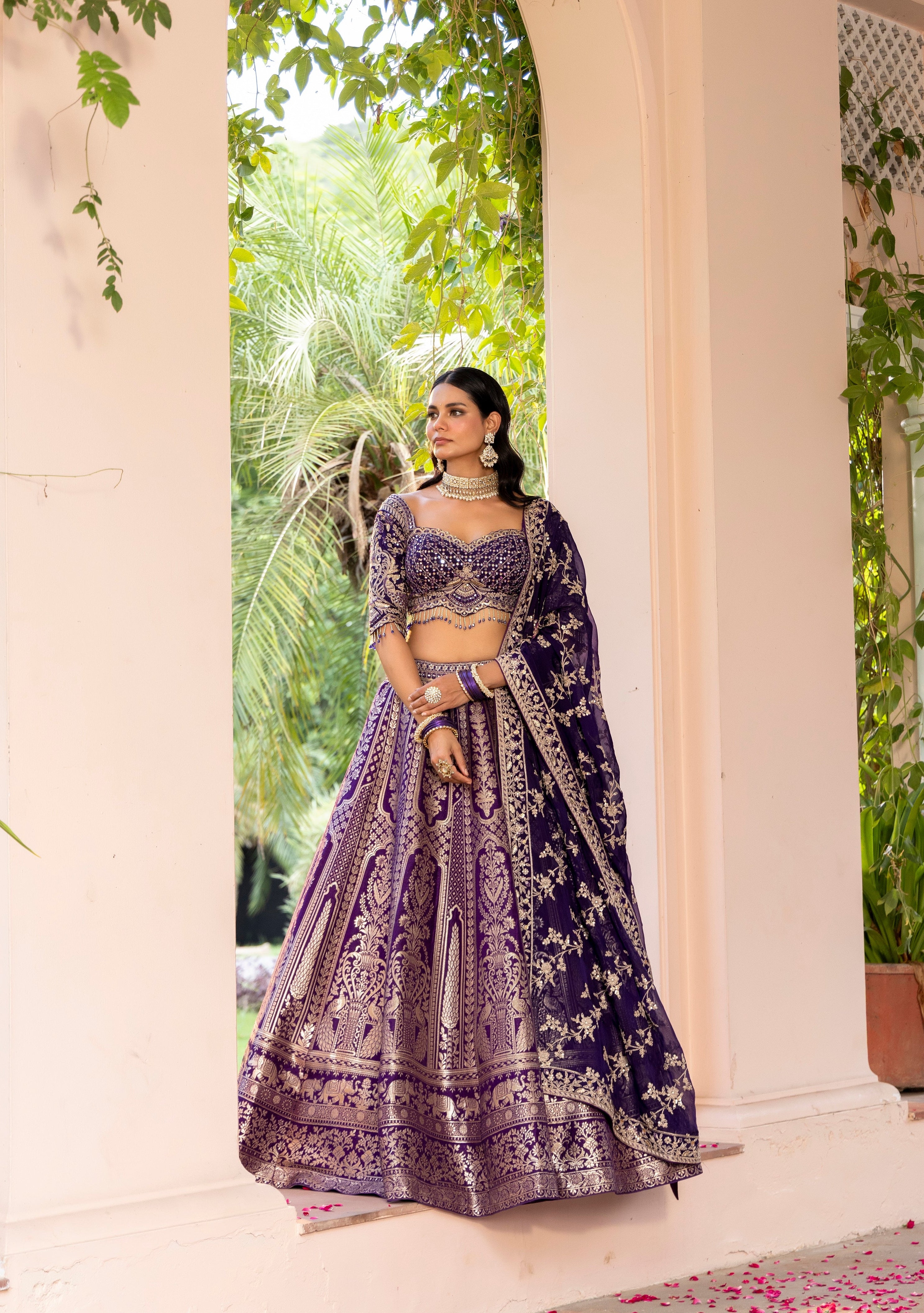 Purple Royale Banarasi Weave Bridal Lehenga