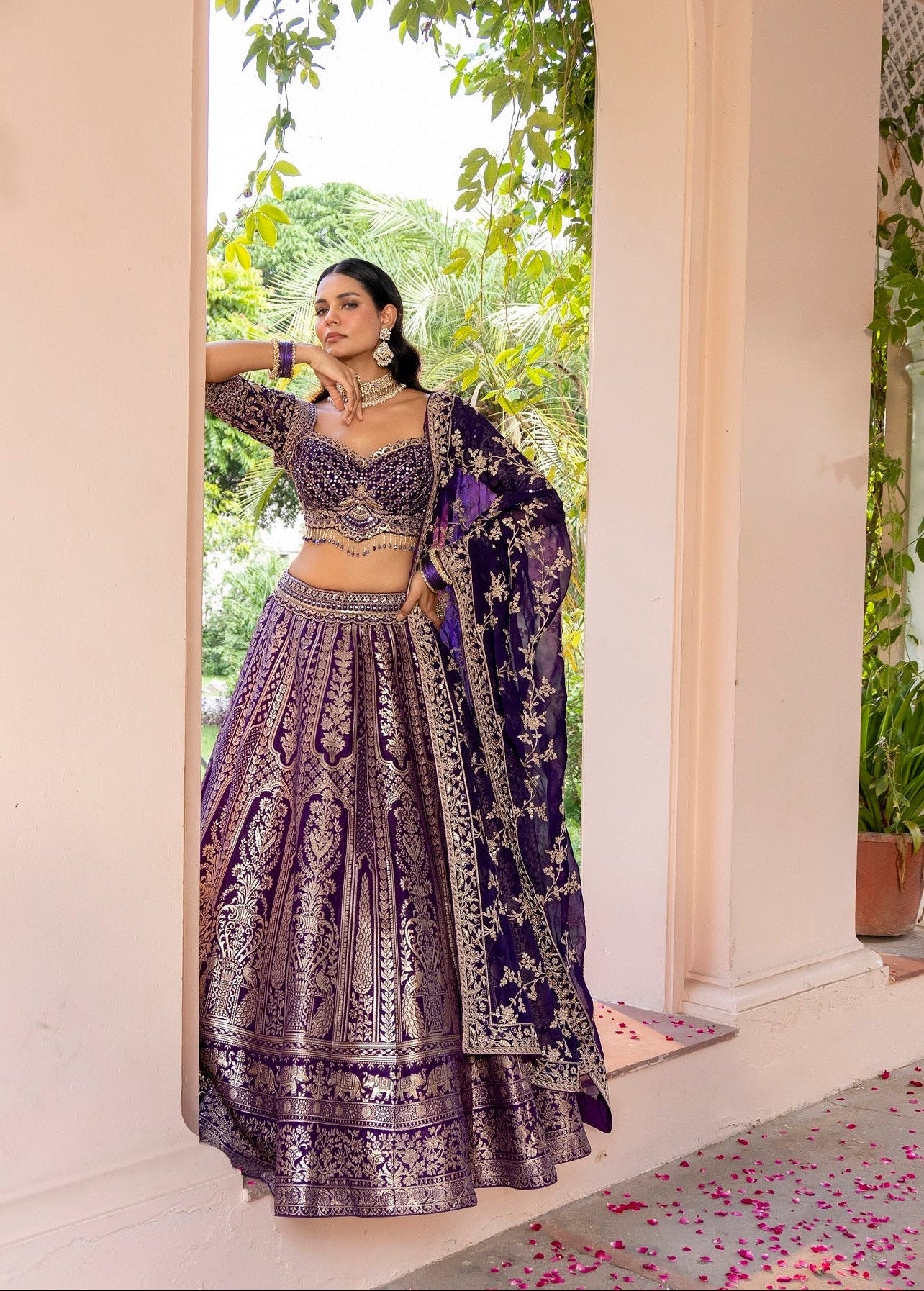 Purple Royale Banarasi Weave Bridal Lehenga