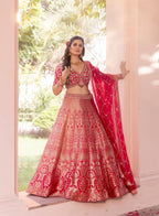 Crimson Royale Banarasi Weave Bridal Lehenga