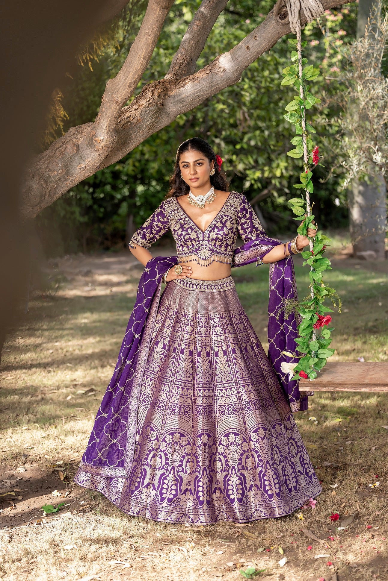 Imperial Amethyst Brocade Bridal Lehenga