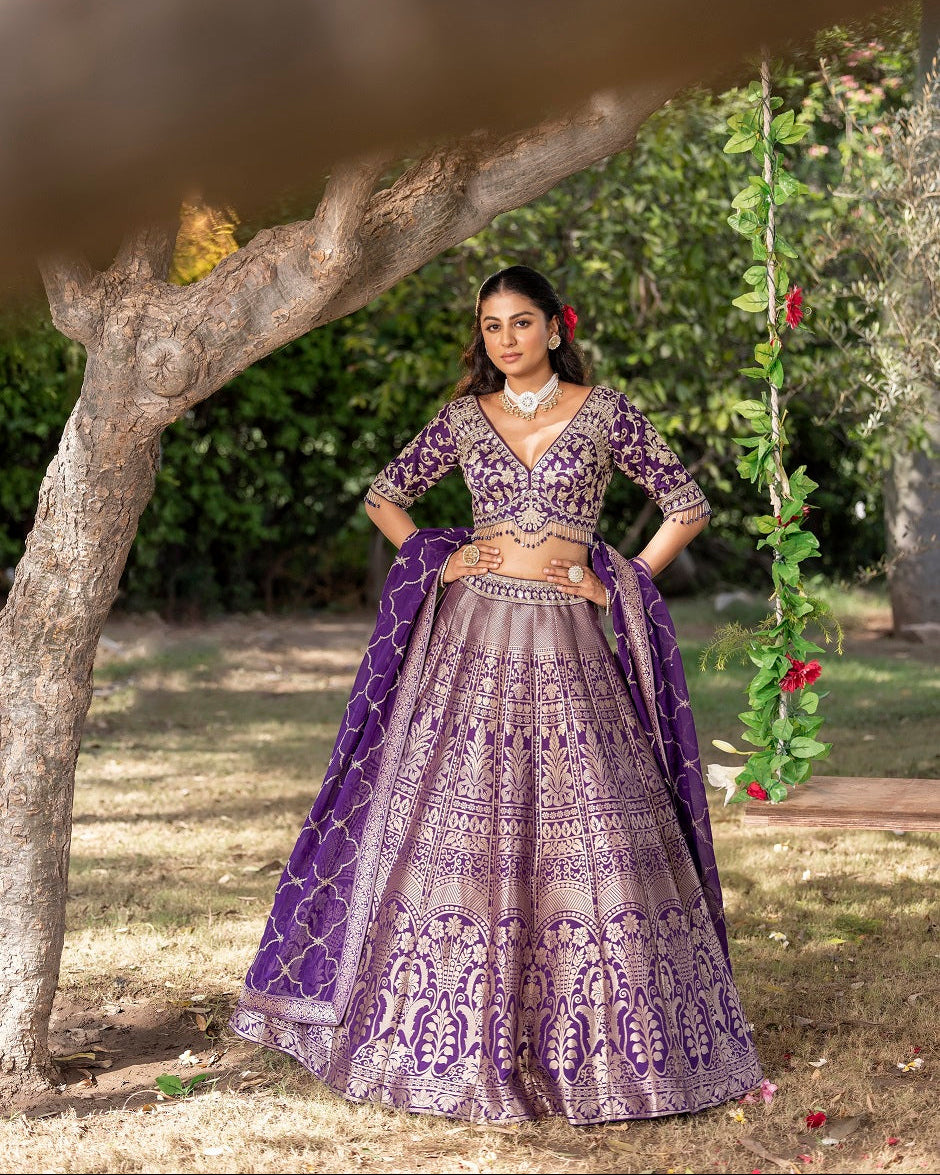 Imperial Amethyst Brocade Bridal Lehenga