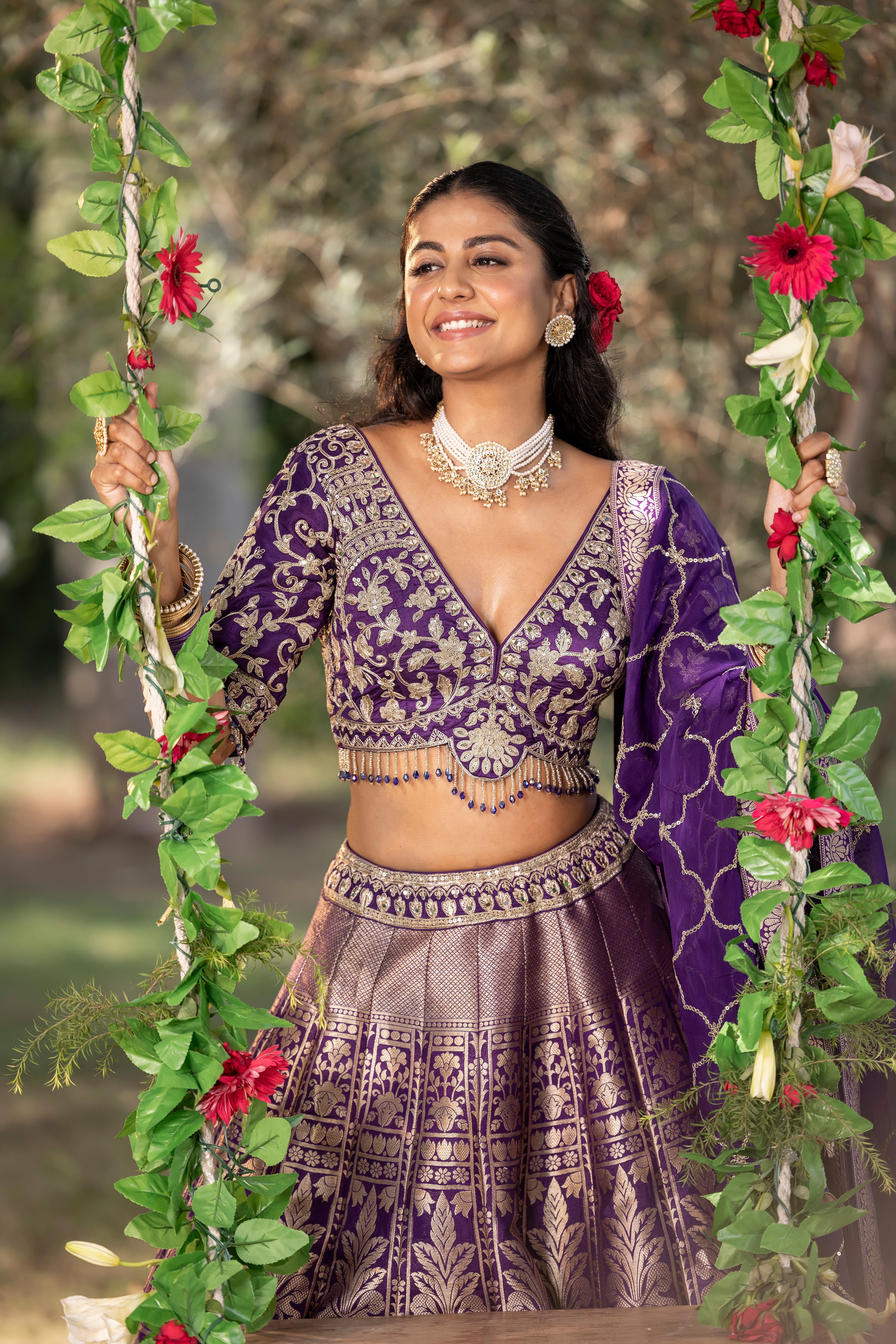 Imperial Amethyst Brocade Bridal Lehenga