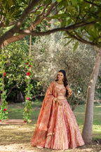 Coral Gold Royale Banarasi Bridal Lehenga