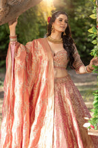 Coral Gold Royale Banarasi Bridal Lehenga