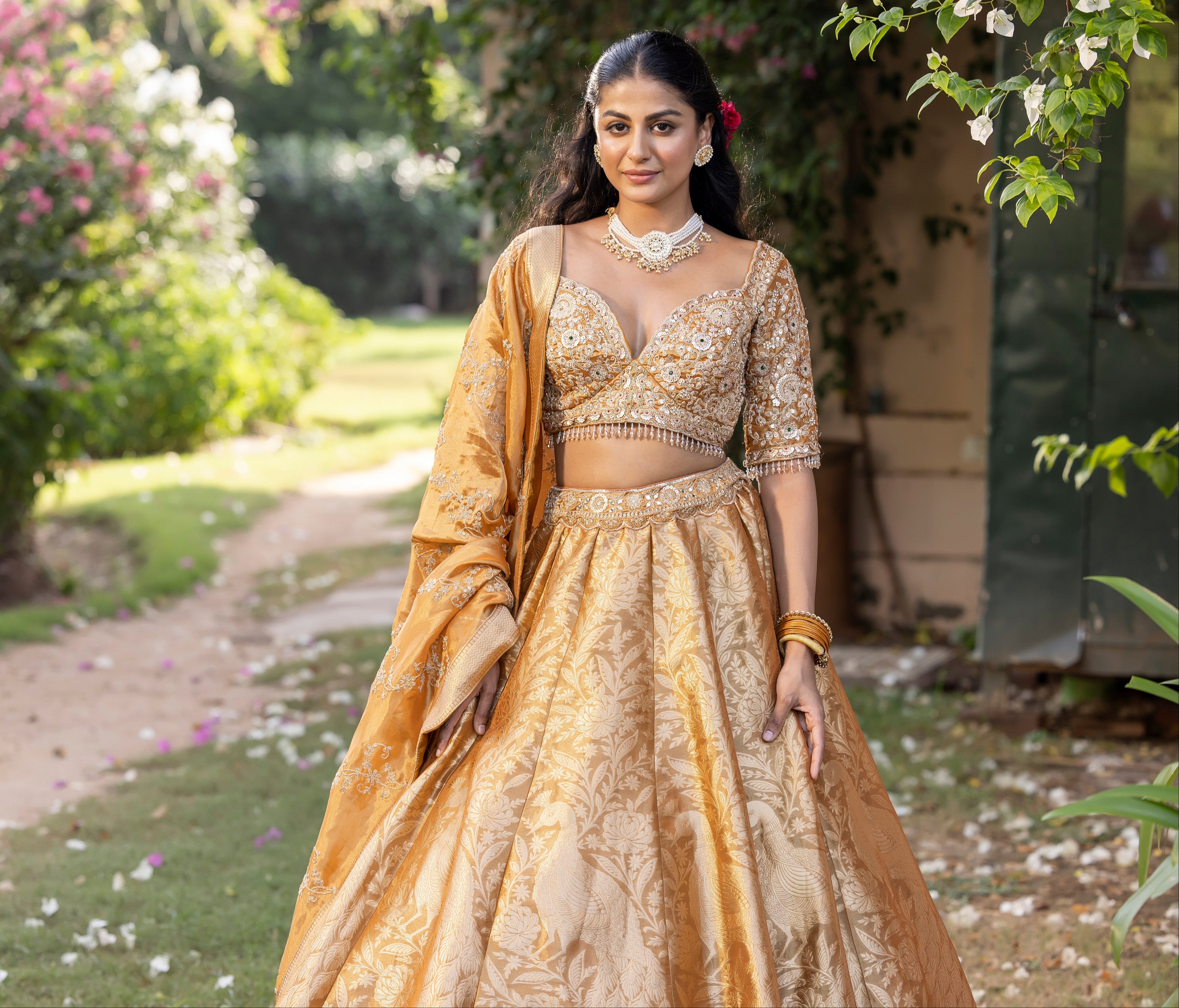 Sunlit Sunehri Royale Banarasi Bridal Lehenga