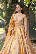 Sunlit Sunehri Royale Banarasi Bridal Lehenga