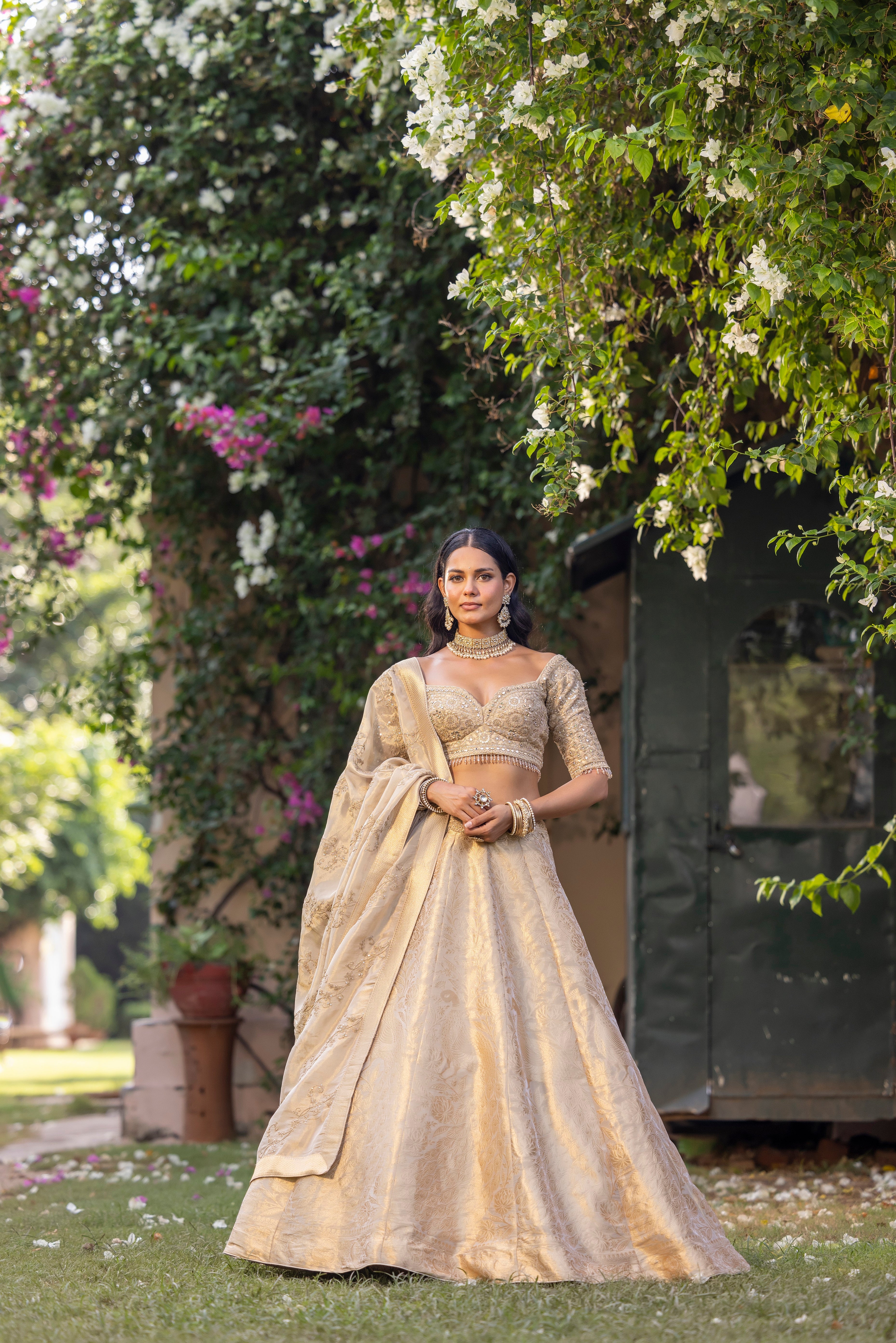 Ivory Gold Empress Heirloom Couture Lehenga