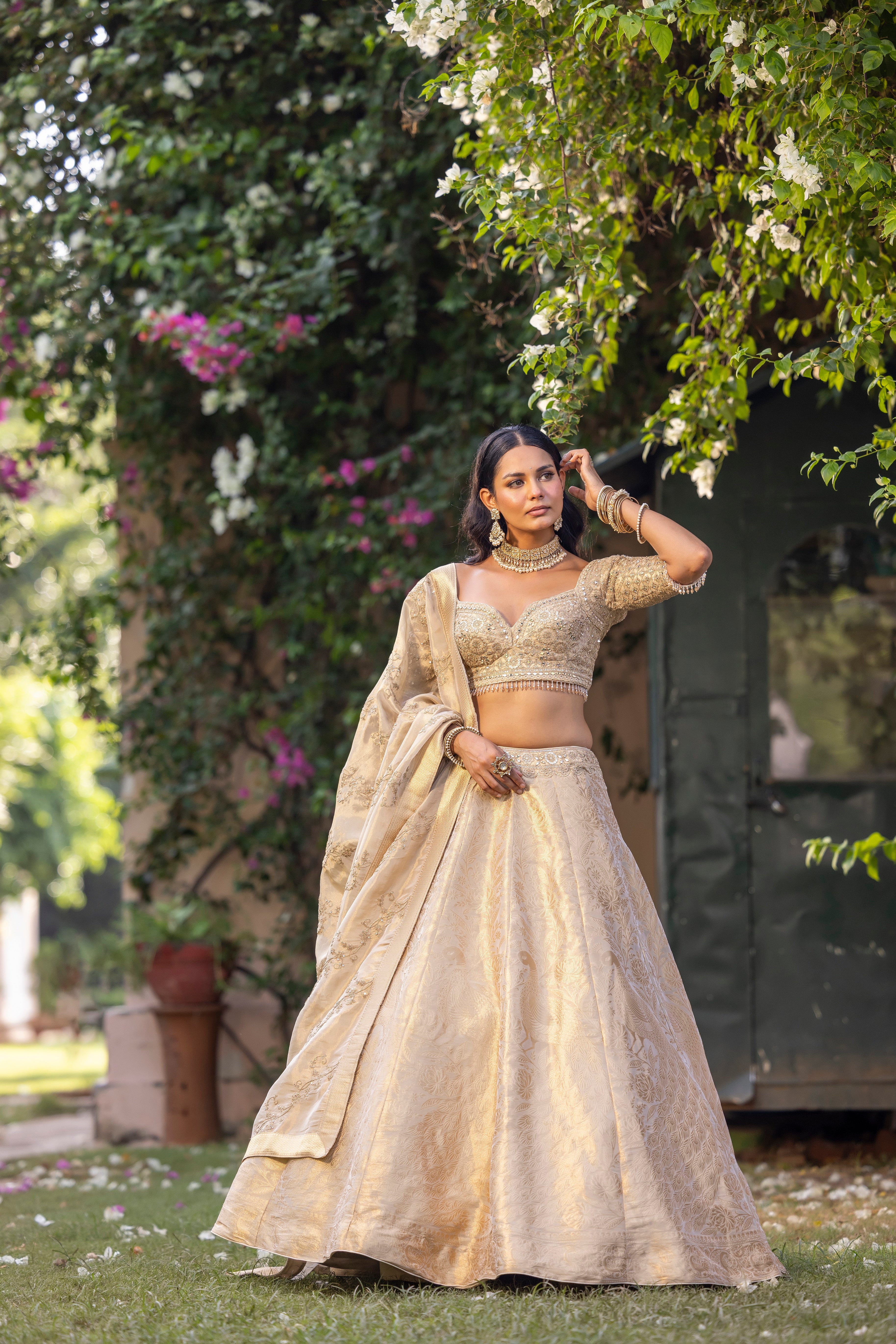 Ivory Gold Empress Heirloom Couture Lehenga