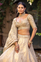 Ivory Gold Empress Heirloom Couture Lehenga