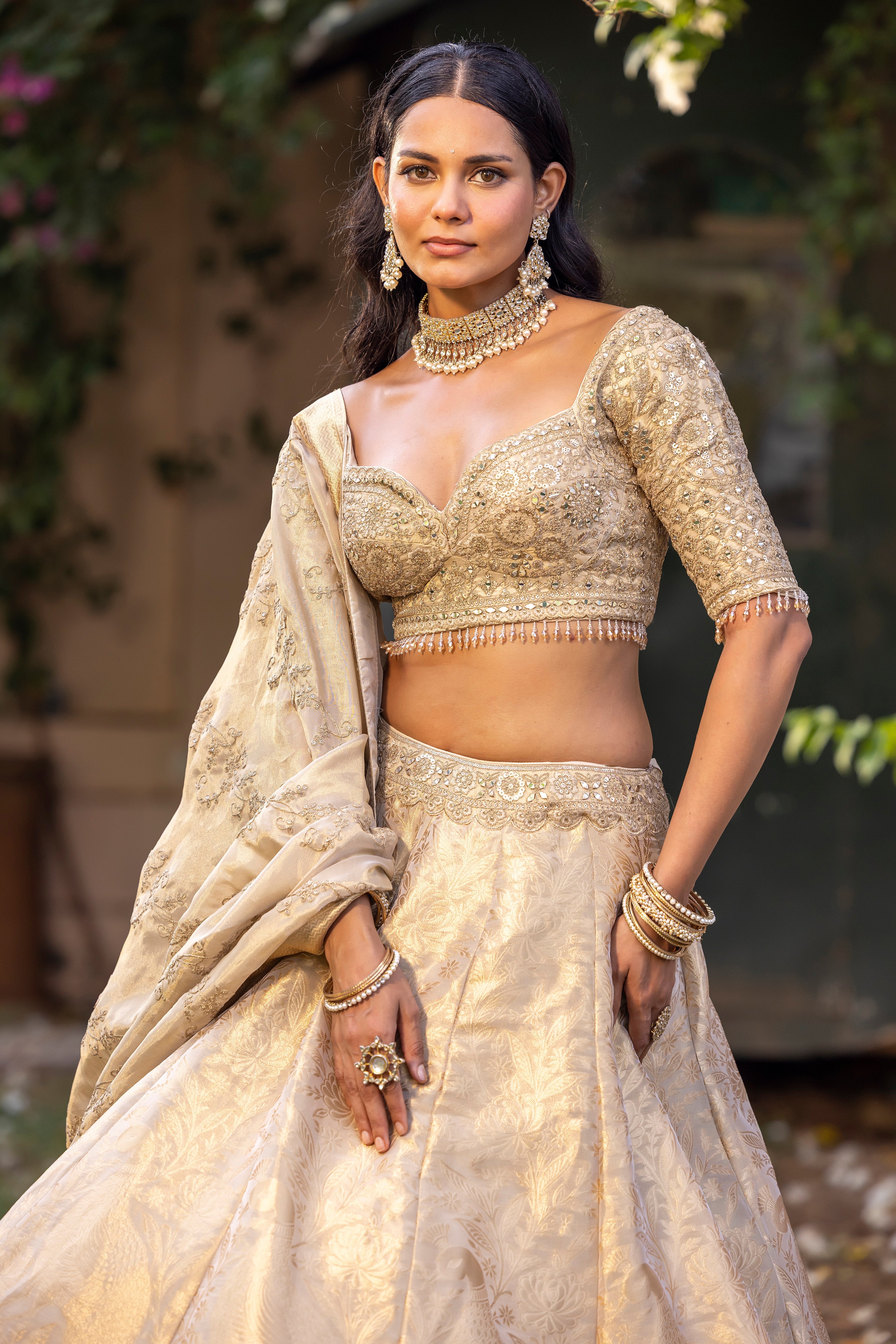 Ivory Gold Empress Heirloom Couture Lehenga