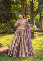 Royal Rust Aura Zari-Woven Banarasi Lehenga