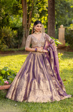 Mauve Gold Dynasty Silk Couture Lehenga