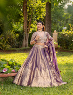 Mauve Gold Dynasty Silk Couture Lehenga