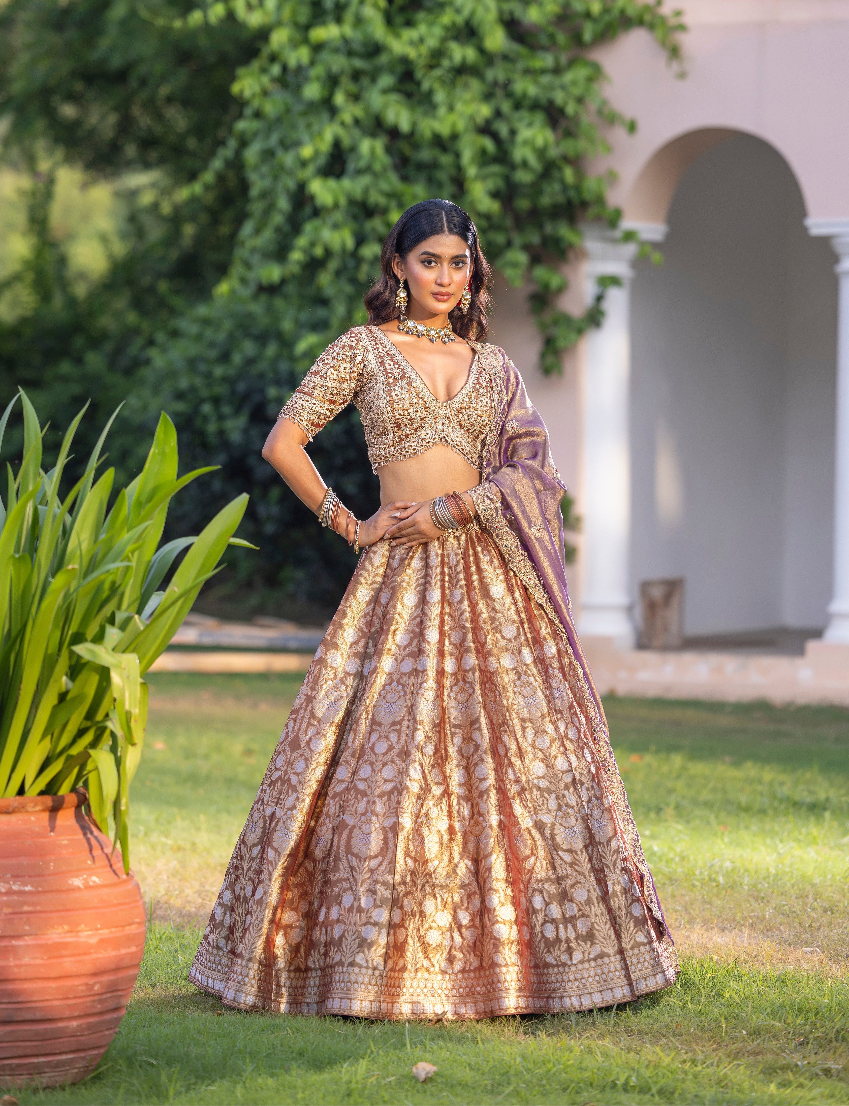 Gilded Orchid Dynasty Silk Bridal Ensemble