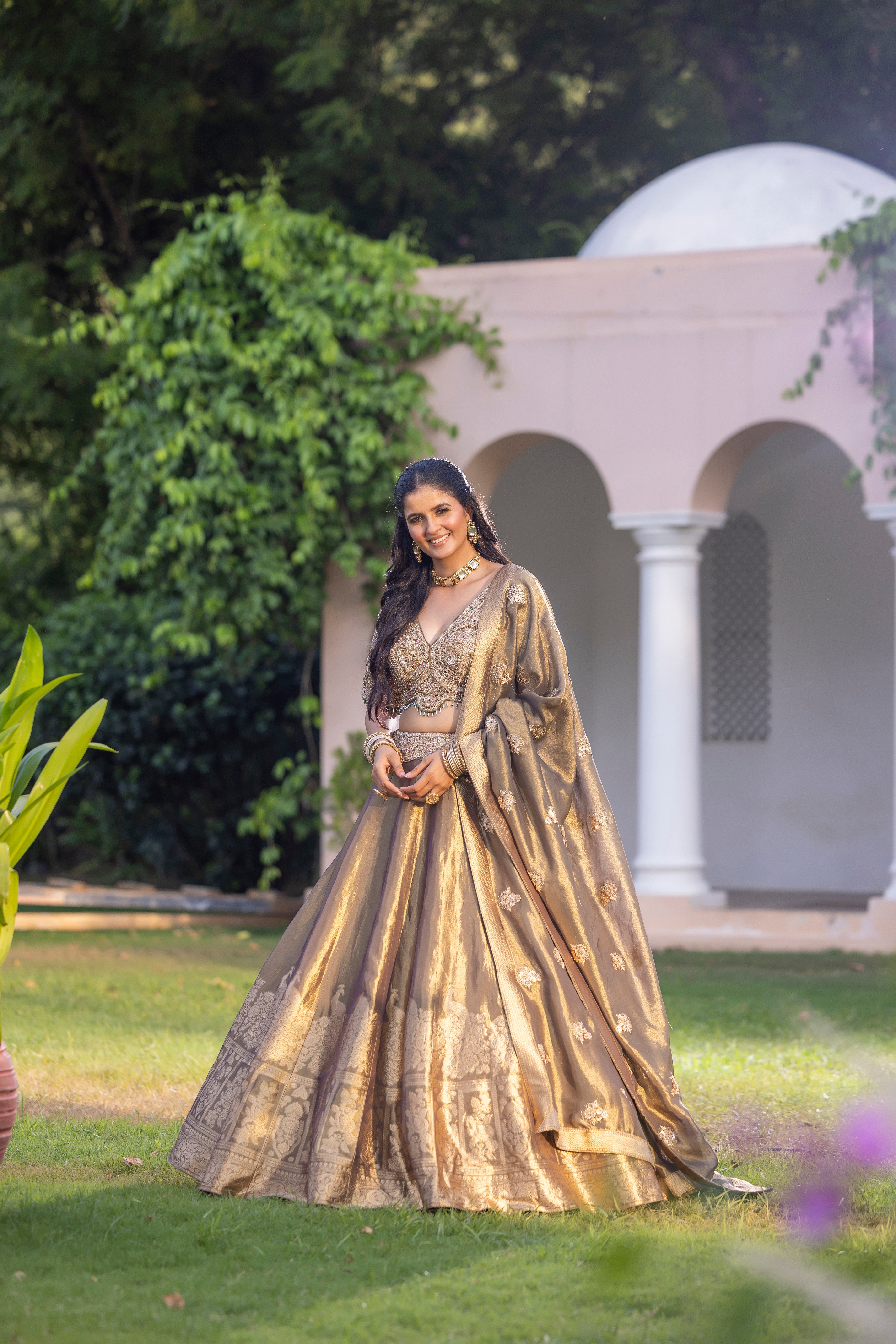 Gilded Opulence Hand-Embellished Couture Lehenga