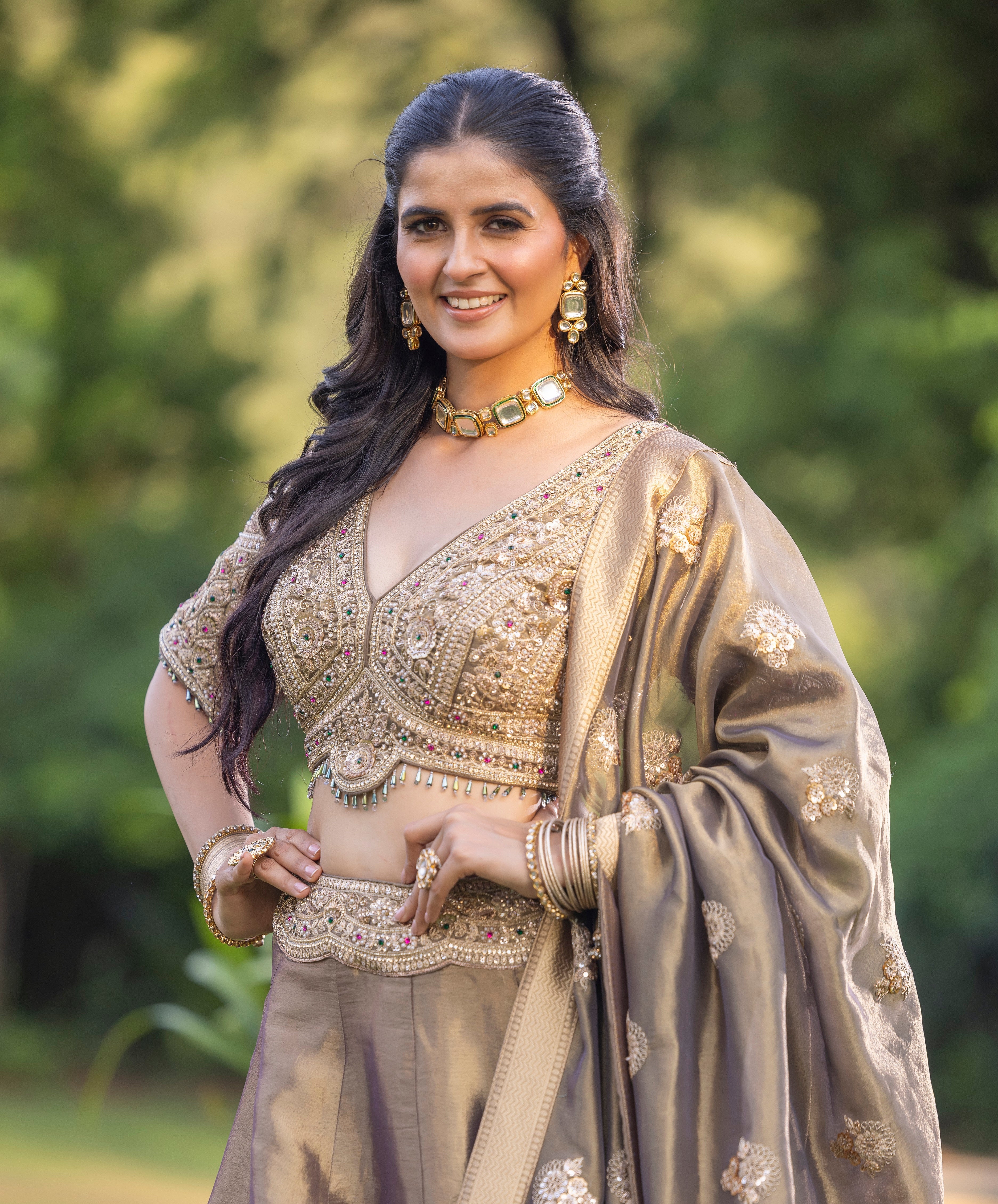 Gilded Opulence Hand-Embellished Couture Lehenga