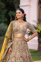 Mehendi Blossom Garden Embroidered Lehenga