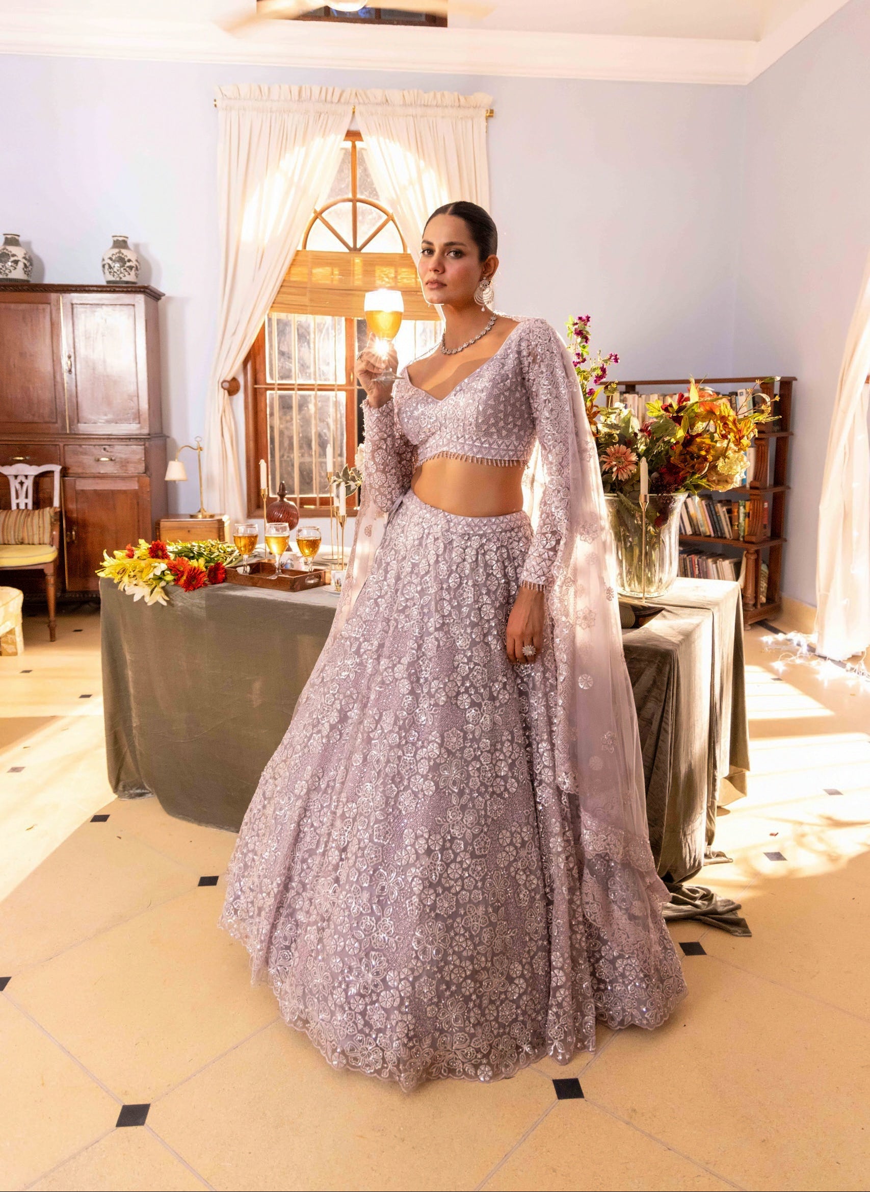 Lavender Embellished Lehenga
