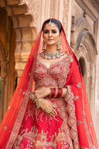 Royal Scarlet Heritage Zardosi Bridal Lehenga
