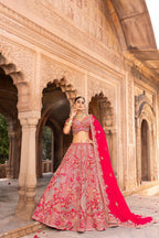 Luxury Rani Pink Zardosi Bridal Lehenga