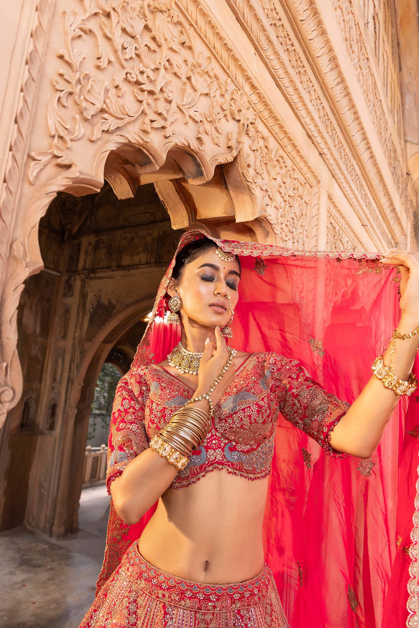 Luxury Rani Pink Zardosi Bridal Lehenga