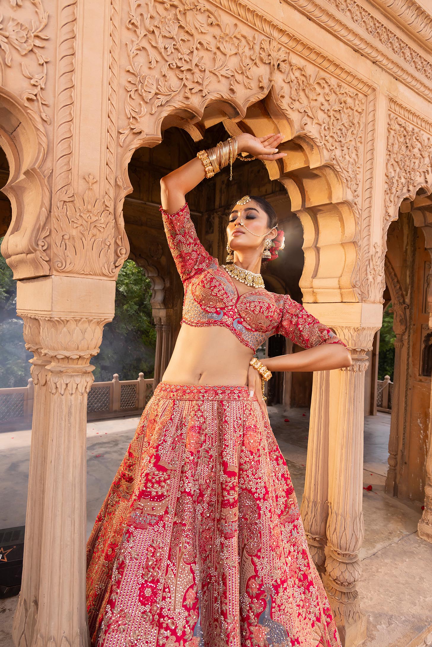Luxury Rani Pink Zardosi Bridal Lehenga