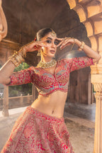 Luxury Rani Pink Zardosi Bridal Lehenga