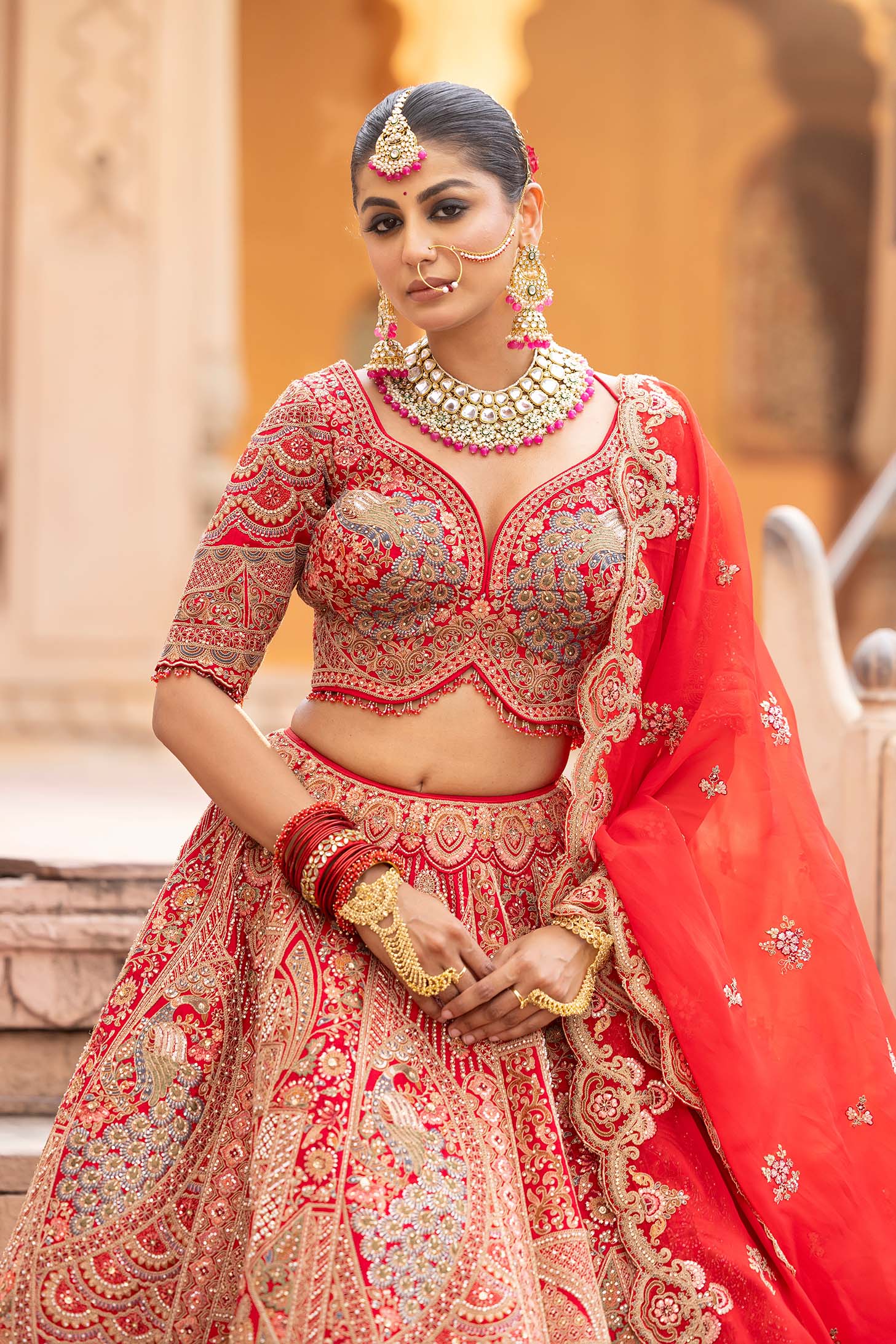 Grand Heritage Bridal Lehenga in Luxe Red